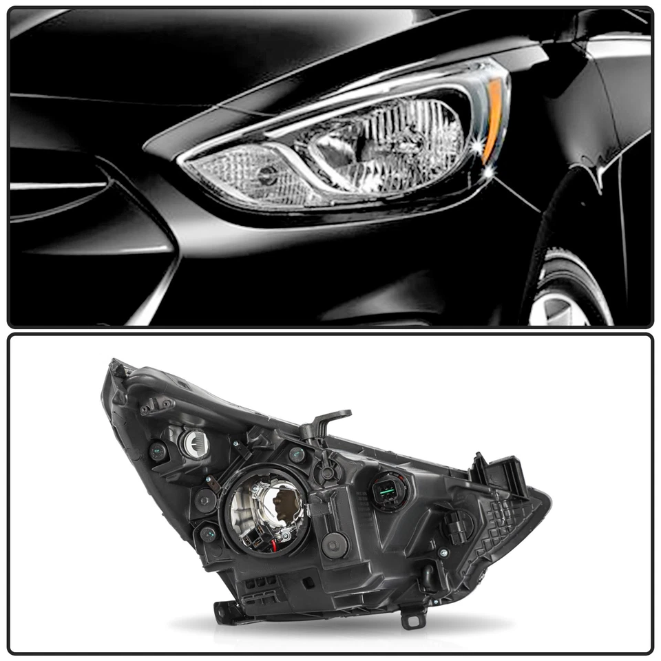 Pairs Halogen Headlights Assembly For 2012-2014 Hyundai Accent Sedan Headlamps - Image 3 of 4
