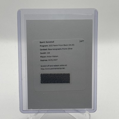24-25 Panini Prizm Black Anton Watson Base Auto Silver Redemption