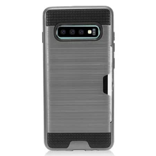 GSA Brushed Hybrid Case w/CC Slot for Samsung S10 Plus (6.4") - Gray