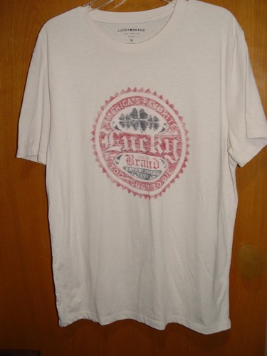 Camiseta para hombre Lucky Brand XL Too Tough To Die camiseta gráfica manga corta beige