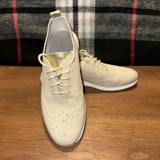 Cole Haan Women's 2.Zerogrand Oxford Size 6.5 Wingtip Sneaker Khaki Tan Shoe