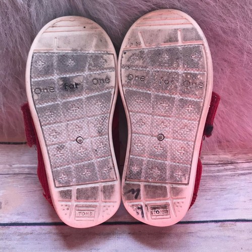 Toms Unisex Boys Girls Shoes Size 6 Red Corduroy Sherpa Slip Ons Tiny - Picture 7 of 10