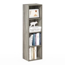 Furinno Pasir Book Shelf 4-Tier Modern Bookshelf Open Shelves 9 x 12 x 42 - Grey