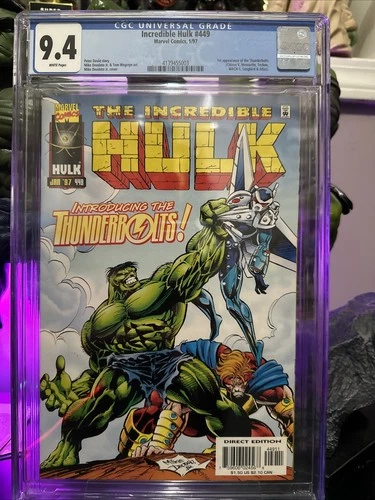 Incredible Hulk #449 CGC 9.4 NM 1st appearance Thunderbolts Marvel White Pages