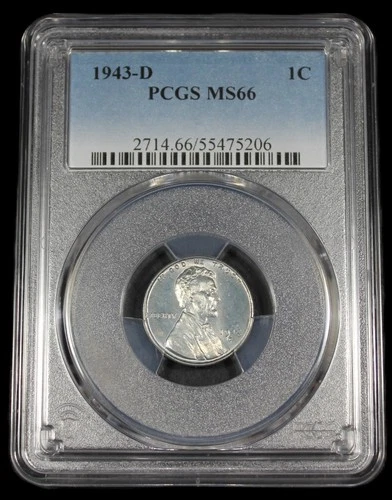 1943 D LINCOLN STEEL CENT PCGS MS66 UNC MS 66 WHEAT PENNY CERTIFICATE 55475206