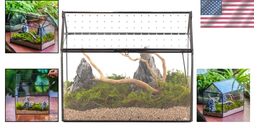 Handmade House Glass Terrarium with Acrylic Lid - Image 2 of 4