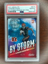 Ja'Marr Chase 2021 Panini Absolute RC Rookie #BST-5 By Storm Orange /75 PSA 10