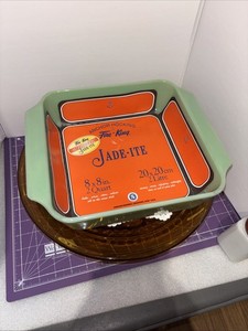Anchor Hocking Fire King 2000 Jade-ite 8 x 8 2Qt. Baking Pan New with Label
