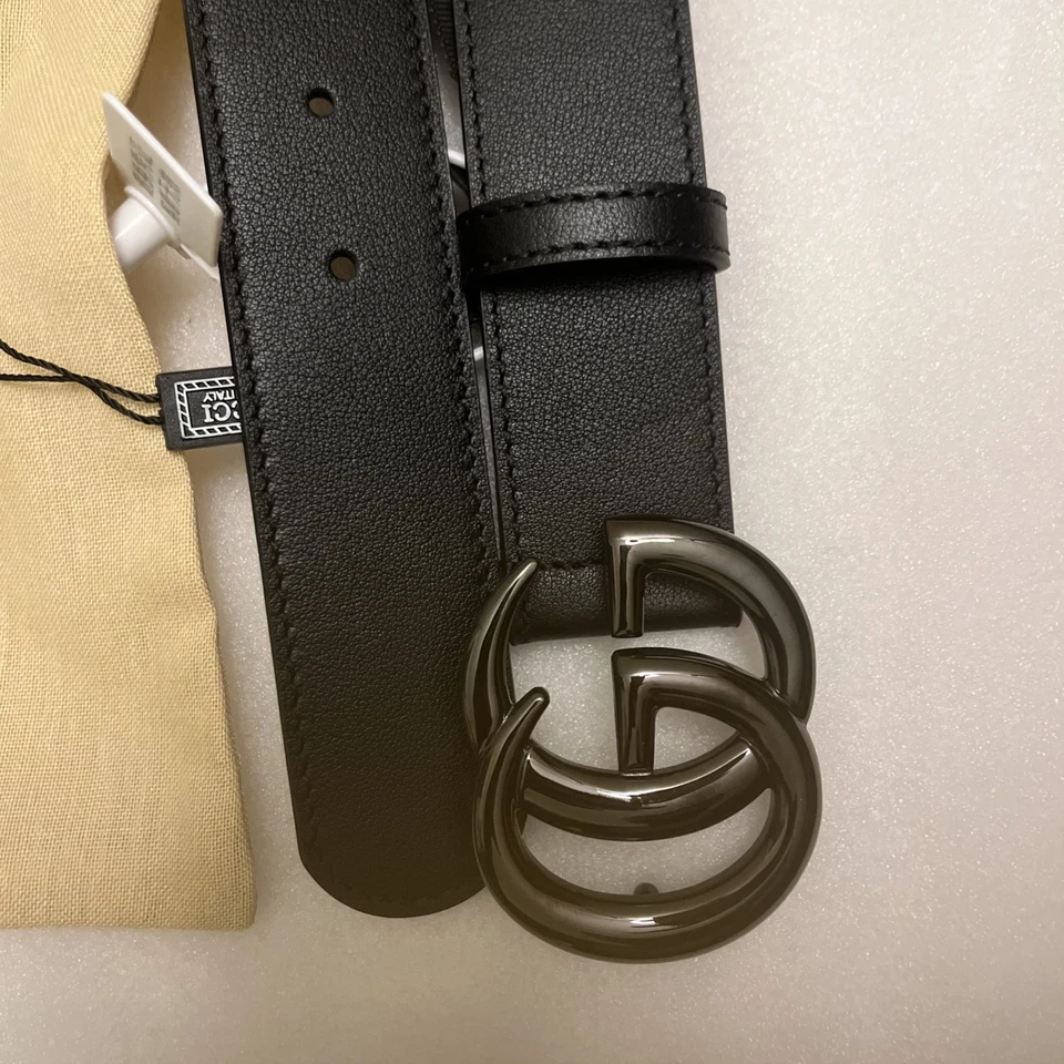 GUCCI GG Marmont Cinturón Ancho Cuero Negro Cinturón Ancho 34/85 Foto 4 de 4