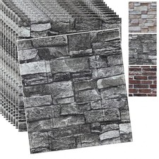 10PCS 3D Wall Panels Peel and Stick 3D Brick Wallpaper Peel and Stick Faux Stone