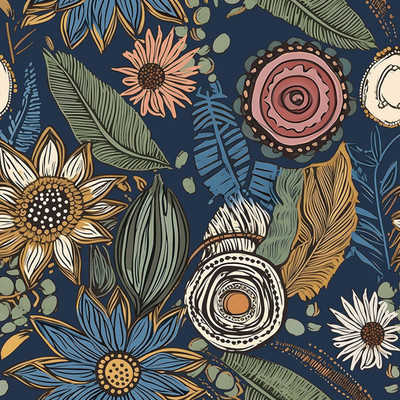 Boho Wallpaper Peel and Stick, Dark Vintage Floral Contact Paper, Retro Botanica