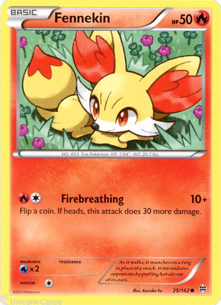 Fennekin 25/162 : Common Mint/Near Mint Pokemon Card : XY08: BREAKthrough