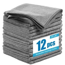 Microfiber Cleaning Cloth 12X12 12 Pack Grey Lint Free Microfiber Towels for ...