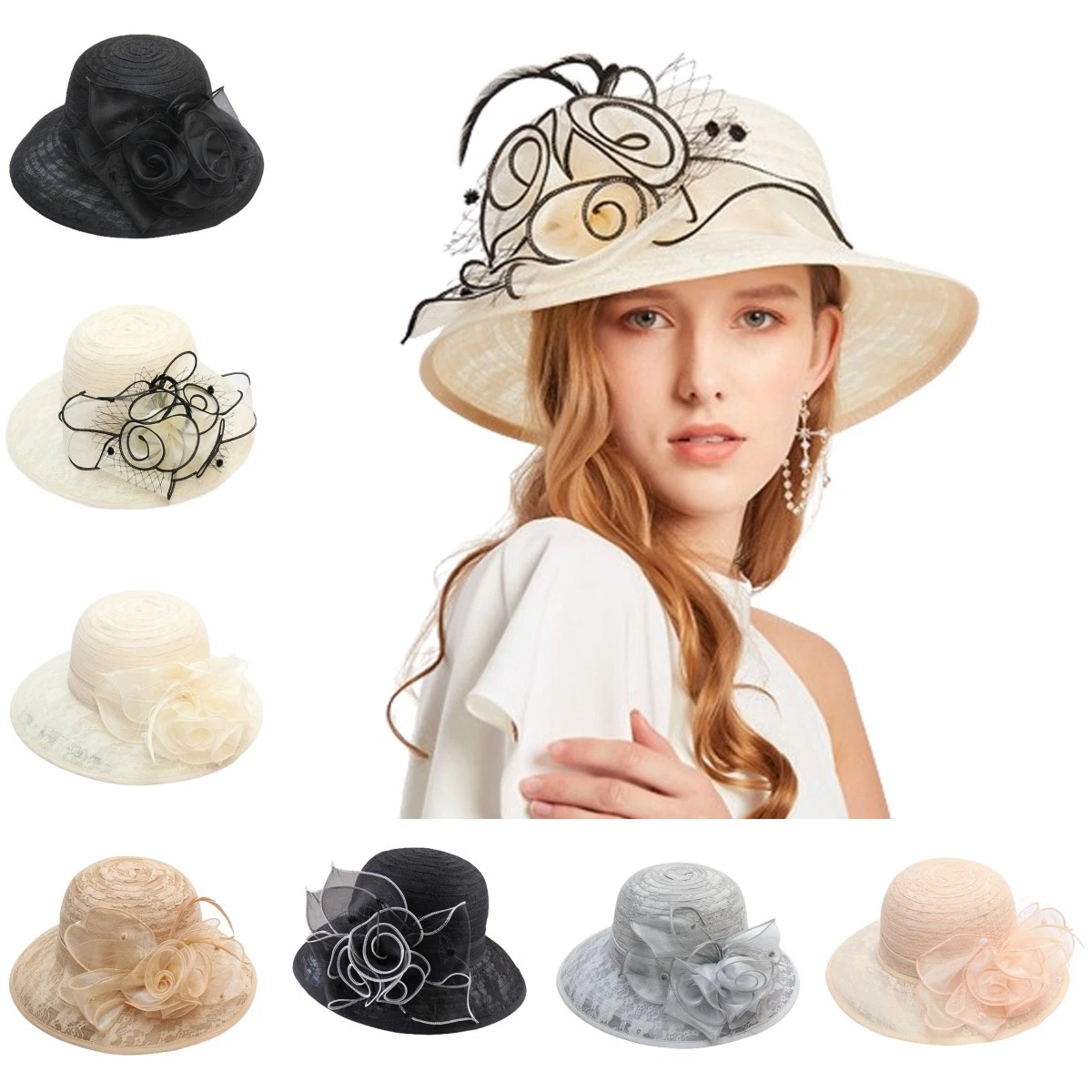 Elegant Sun Hat for Women, Lace Floral Summer Sun Protection Foldable Dome Hat
