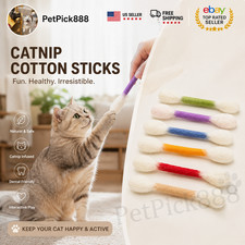 Cotton Swabs Cat Toys, 6 Pack Cat Qtip Toy with Catnip Giant Kitten Chew Sticks