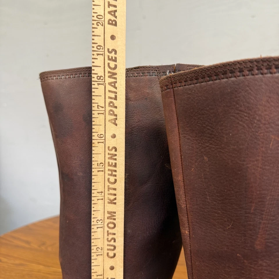 Fossil Brown Leather Knee High Wedge Boots Size 10 - Image 3 of 4