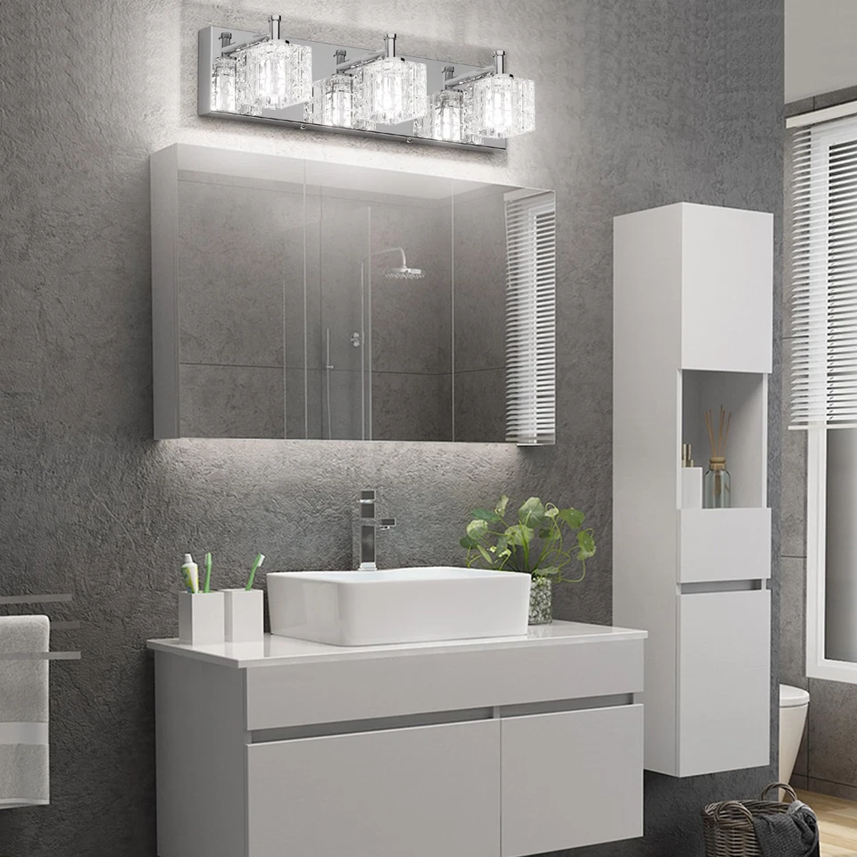 Luz de vaidade Ralbay 3 luzes cristal banheiro moderno LED cromado---- - Imagem 4 de 4