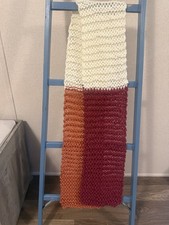 Hand Knit Chunky Color Block Scarf Boysenberry, off White  Ginger