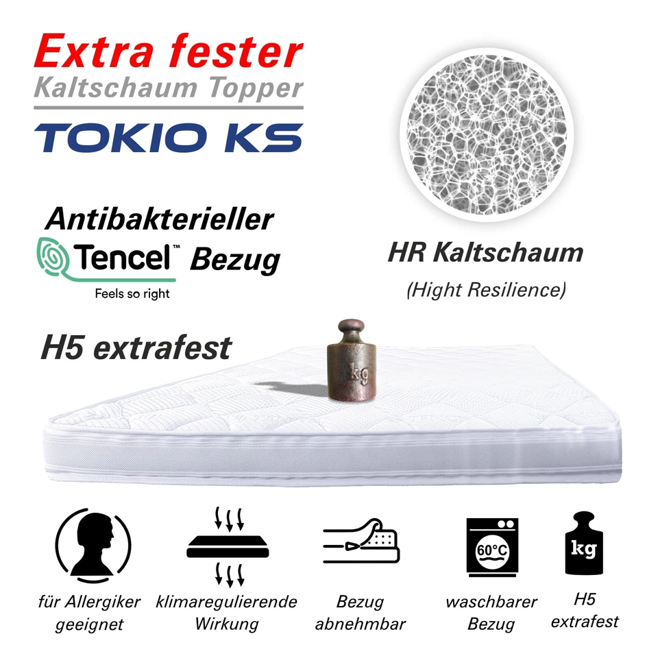 Boxspringbett Topper Matratzenauflage H5 12cm Hoch 90 100 140 160 180 200x200cm - Bild 2 von 4