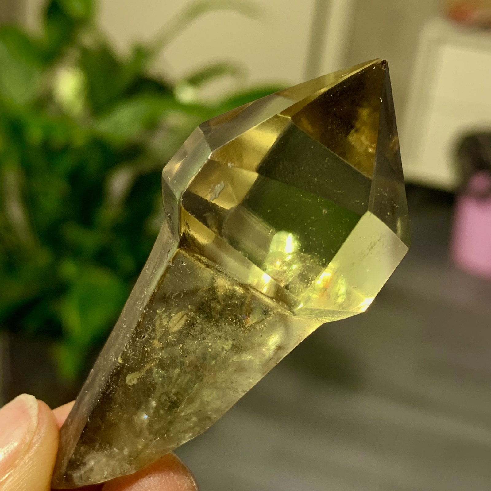 32G Natural Citrine Quartz Obelisk Crystal Double Point Wand Reiki Healing Gem