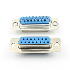 10Pcs Blue D-SUB 15 Pin Female Standard Solder Type Connector Socket DB15 2 Rows