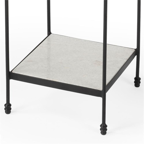 Butler Specialty Company Larkin Outdoor Marble & Iron Side Table In Black - Picture 6 of 7