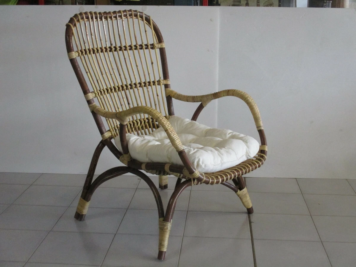 Poltrona In Vimini E Rattan Per Adulti – Altezza 93 Cm, Adatta A Interno Ed Esterno, Con Cuscino In Omaggio