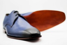 Men Handmade Shoes Blue  Black Leather Lace Up Formal Wear Casual Boots