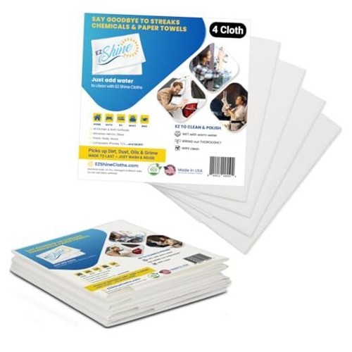 Reusable Cleaning Cloths for Kitchen, Glass, Mirror, Wood, Appliance, Auto & 4