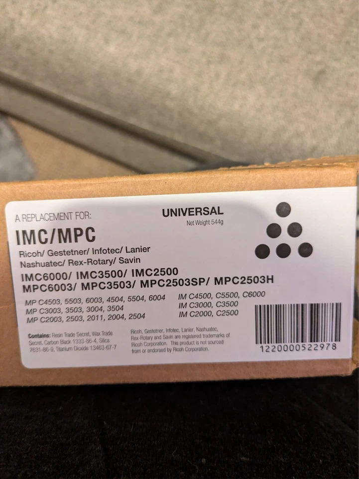Universal Black Toner Cartridge for Ricoh IM C/MP C models - Image 2 of 4