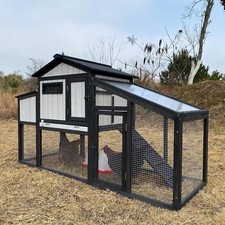 PetsCosset Chicken Coop Outdoor Wooden Backyard 2-Story Hen House Chicken Run