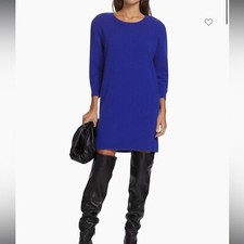 NWOT Frame denim Strong Shoulder cashmere blend sweater blue Minidress sz S