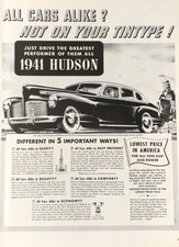 1941 Hudson Six Touring Sedan Vintage Print Ad 1941 0842