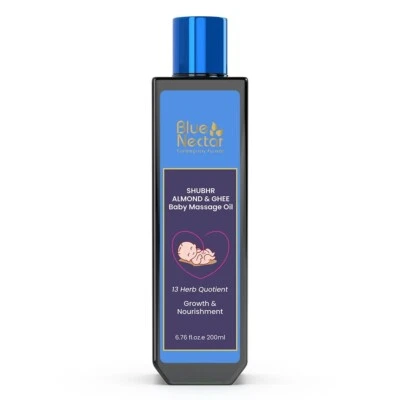 Blue Nectar Ayurvedic Baby Massage Oil with Organic Ghee, Almond Oil 100ml,