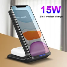 2in1 Wireless Fast Charger For Apple iPhone 16 Pro Max 15 Pro 14 Samsung S25 S24
