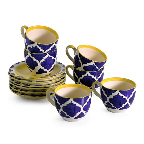 Ceramic Coffee mug Set & Tea Cups Set of 6 with Saucer (150 ML) (EL-005-384) - Picture 2 of 4