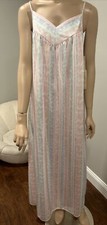 Vanity Fair Pastel Stripped Long Nightgown Nighty Size S Vintage NWT