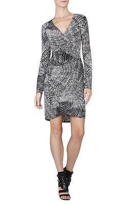 NEW BCBGMAXAZRIA ALOYSHA FAUX-WRAP TULIP SKIRT DRESS DGU60C64/M647A SIZE S