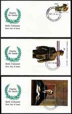 ST. VINCENT GRENADINES, SCOTT # 806-808, FDC COVERS SET - CHARLES DE GAULLE 1991
