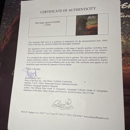 BOB SEGER AUTOGRAPH RECORD Rock N Roll Album Art Signed THE DISTANCE X1 - Imagen 6 de 7