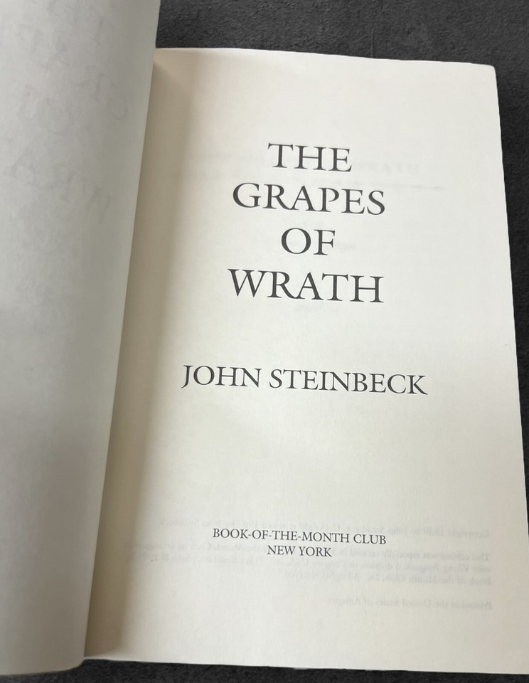 The Grapes Of Wrath by John Steinbeck Book Of The Month Club Edition eBay