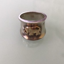 14K YELLOW GOLD STERLING SILVER RING SIZE 8.25