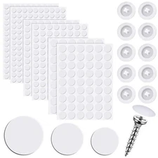 100 tapas de tornillo plásticas y 580 pegatinas para agujeros (blanco).