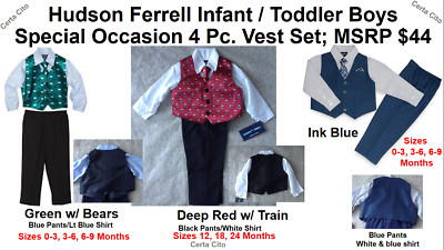Hudson Ferrell Infant / Toddler Boys  Special Occasion 4 Pc. Vest Set; MSRP $44