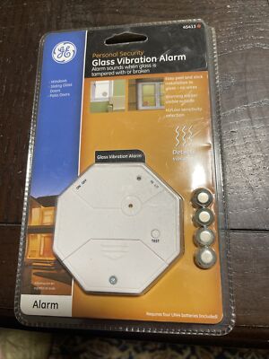 GE 45413 Glass Vibration Alarm, 100 Db Detects Vibration Safety Alarm