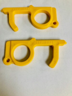 Covid Virus No Contact Door Opener Button Pusher Keychain 100 pcs YELLOW