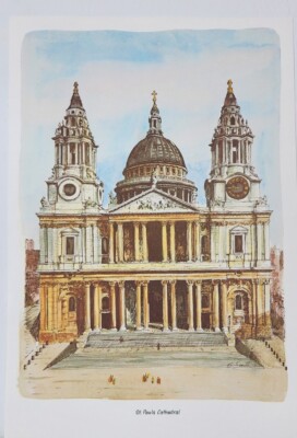 Set of 6 BERNARD SMITH Color Art Prints VINTAGE LONDON LANDMARKS 12 x8.5 .