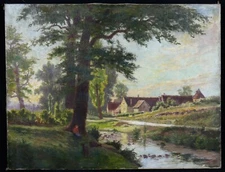 Pierre LEPRAT (1849-1936) Landscape Creuse Bourbonnais Montluçon Harpignies Mill