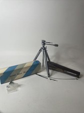 Vintage Chrome TELESAR Elevating Tripod to 55 W/ Original Bag Box