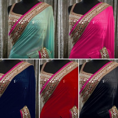 mirror work fancy saree with price